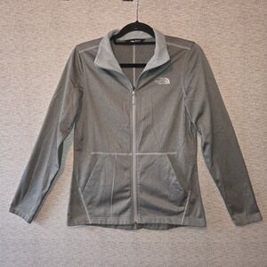 The North Face Hooded Jacket Womens Size Medium Zip Up Heathered Gray Sweatshirt